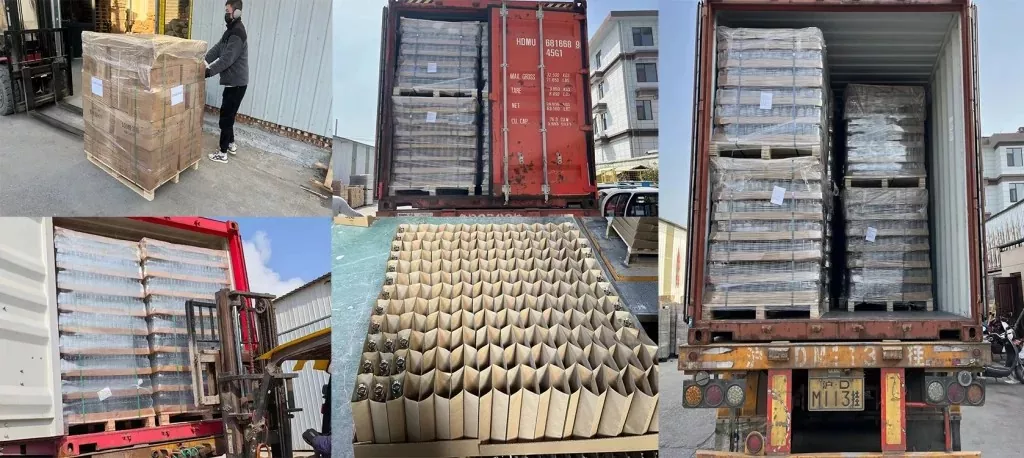 Glass Bottle Carton Pallet and Transportation
